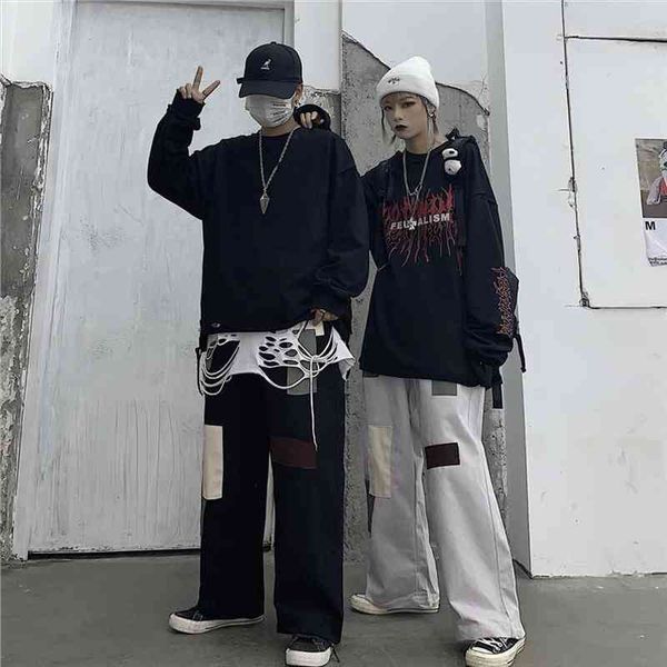 harajuku fashion japanese hip hop wide leg pants student casual streetwear trousers patch loose spring womens pants, Black;white
harajuku fashion japanese hip hop wide leg pants student casual streetwear trousers patch loose spring womens pants, Black;white