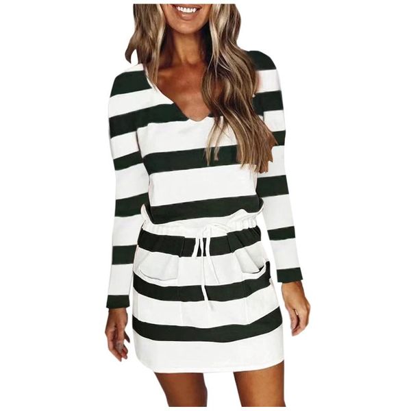 casual dresses women long sleeve print striped drawstring dress boho deep v neck high waist bandage mini with pocket vestidos robe, Black;gray
casual dresses women long sleeve print striped drawstring dress boho deep v neck high waist bandage mini with pocket vestidos robe, Black;gray