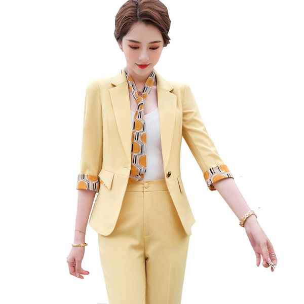 women's two piece pants fashion half sleeve ladies formal business pant suit women for summer spring uniform design yellow blue black 2, White
women's two piece pants fashion half sleeve ladies formal business pant suit women for summer spring uniform design yellow blue black 2, White