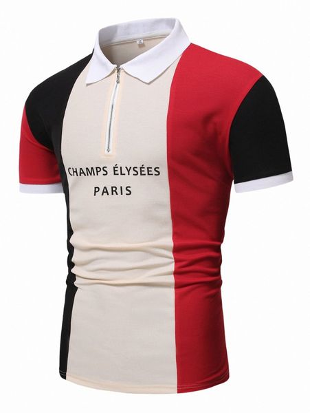 men letter graphic colorblock polo shirt b2m4#, White;black 
men letter graphic colorblock polo shirt b2m4#, White;black