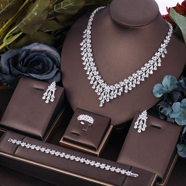 earrings & necklace janekelly 4pcs bridal zirconia full jewelry sets for women party, luxury dubai nigeria cz crystal wedding, Silver
earrings & necklace janekelly 4pcs bridal zirconia full jewelry sets for women party, luxury dubai nigeria cz crystal wedding, Silver
