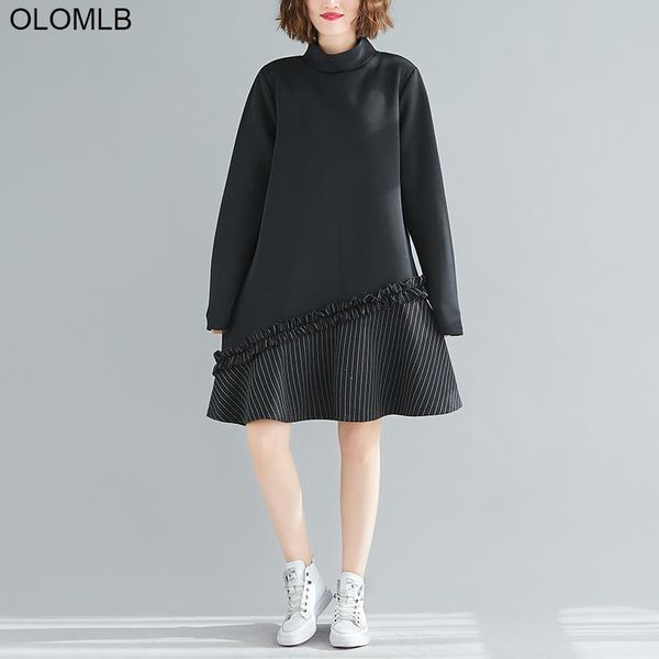 casual dresses plus size female lady vestidos fashion elegant dress spliced striped cotton thicken turtleneck 2021 winter black women 3xl, Black;gray
casual dresses plus size female lady vestidos fashion elegant dress spliced striped cotton thicken turtleneck 2021 winter black women 3xl, Black;gray