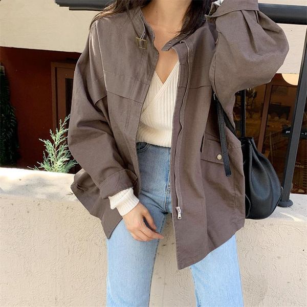 women's jackets 2021 spring summer women cotton and linen jacket casual pockets fashionable cargo thin coat female outerwear, Black;brown
women's jackets 2021 spring summer women cotton and linen jacket casual pockets fashionable cargo thin coat female outerwear, Black;brown