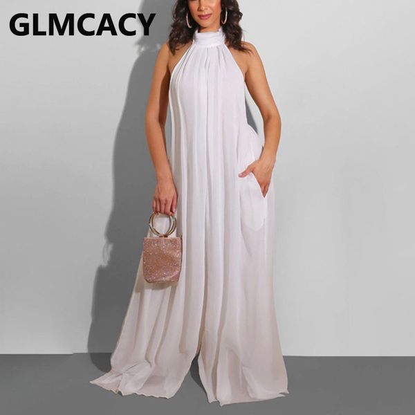 2021women chiffon halter backless jumpsuits loose style long overalls elegant party club jumpsuit, Black;white
2021women chiffon halter backless jumpsuits loose style long overalls elegant party club jumpsuit, Black;white