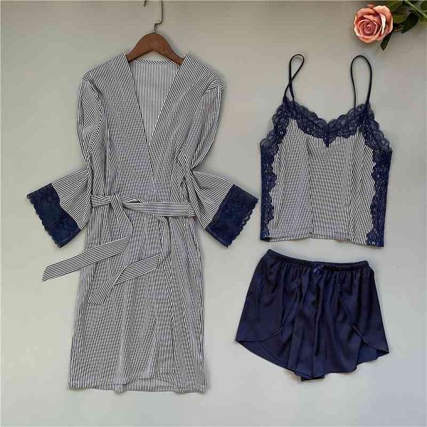 women's sleepwear lace stripe 3pcs pajamas women spring summer nightwear casual loose robe strap short pijamas suit 6wvx, Black;red
women's sleepwear lace stripe 3pcs pajamas women spring summer nightwear casual loose robe strap short pijamas suit 6wvx, Black;red