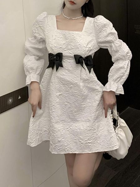 casual dresses french style long puff sleeve bow fairy skirt women autumn clothing 2021 vintage courtly wind mini short princess dress, Black;gray
casual dresses french style long puff sleeve bow fairy skirt women autumn clothing 2021 vintage courtly wind mini short princess dress, Black;gray