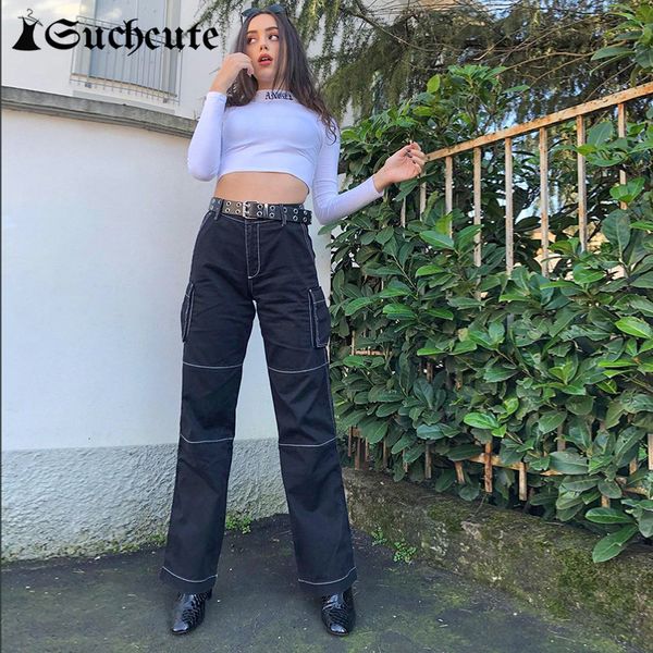 women's pants & capris high waist casual cargo for women streetwear punk patchwork wide leg gothic pockets denim trousers jshl, Black;white
women's pants & capris high waist casual cargo for women streetwear punk patchwork wide leg gothic pockets denim trousers jshl, Black;white