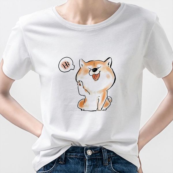 arrival kawaii shiba inu greet women t shirt printed clothing korean style clothes vogue womens cute dog lady, White
arrival kawaii shiba inu greet women t shirt printed clothing korean style clothes vogue womens cute dog lady, White