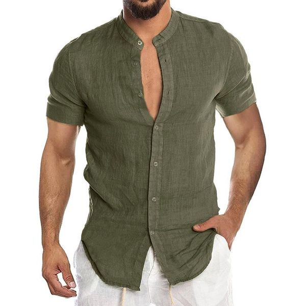 men's casual shirts 2021 summer short sleeve linen button-down shirt cotton blouse, White;black
men's casual shirts 2021 summer short sleeve linen button-down shirt cotton blouse, White;black