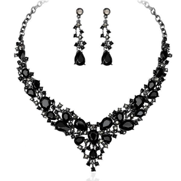 jewelry sets fashion crystal earrings necklace indian bridal wedding party costume accessories gift for bride bridesmaids women, Black
jewelry sets fashion crystal earrings necklace indian bridal wedding party costume accessories gift for bride bridesmaids women, Black