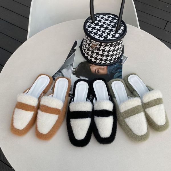 slippers mixed color mink cashmere closed toe women mules shoes lazy slip on flats slides casual brief comfy korean flip flops, Black
slippers mixed color mink cashmere closed toe women mules shoes lazy slip on flats slides casual brief comfy korean flip flops, Black