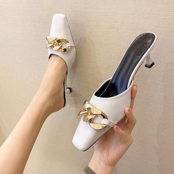women high heels slippers cover head chain decortion square toe solid thin heel female spring shoes fashion comfortable 2021, Black
women high heels slippers cover head chain decortion square toe solid thin heel female spring shoes fashion comfortable 2021, Black