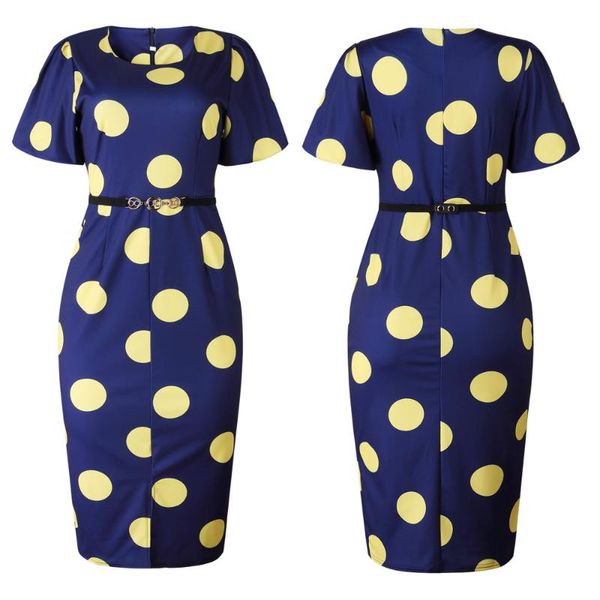 fashion polka dot printed dress african large size women's short sleeve matching belt elegant and generous spring 2021 casual dresses, Black;gray
fashion polka dot printed dress african large size women's short sleeve matching belt elegant and generous spring 2021 casual dresses, Black;gray