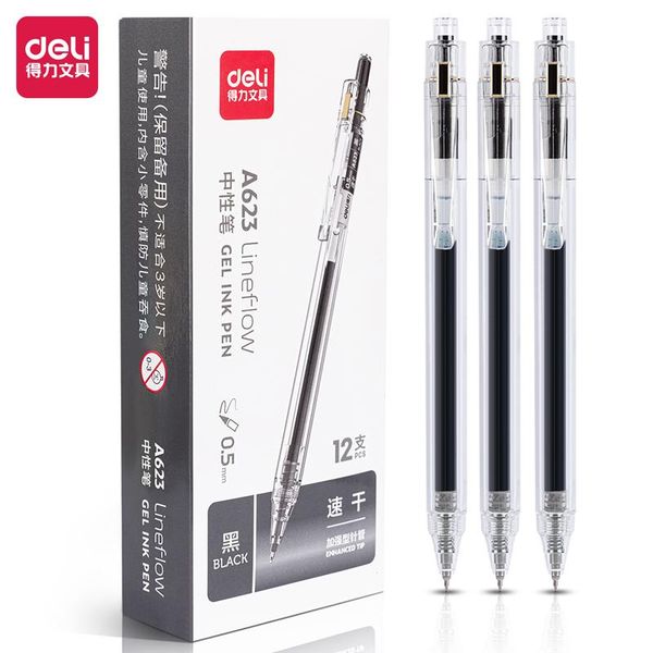 gel pens deli a623 student pen 0.5mm press enhanced needle tube quick drying neutral black signature for students
gel pens deli a623 student pen 0.5mm press enhanced needle tube quick drying neutral black signature for students