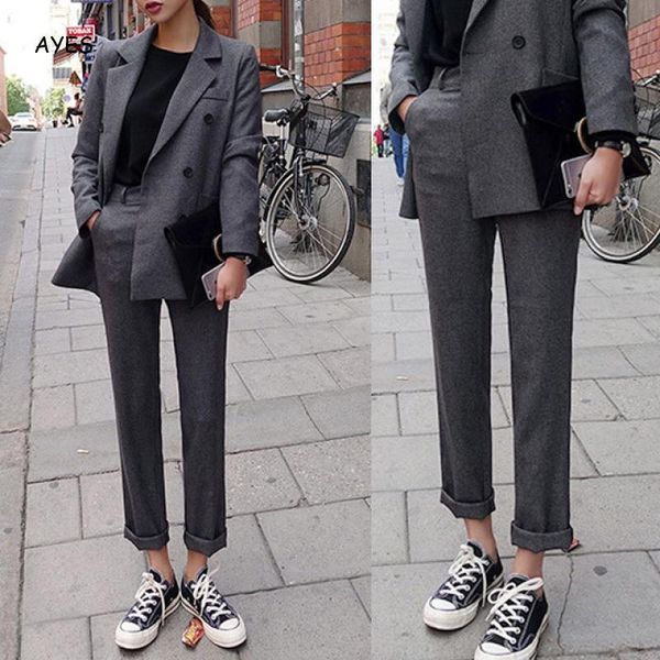 2pcs dark gray ol blazer suits lady clothes set pants blazers coat jacket 2021 women autumn female formal office women's two piece, White
2pcs dark gray ol blazer suits lady clothes set pants blazers coat jacket 2021 women autumn female formal office women's two piece, White