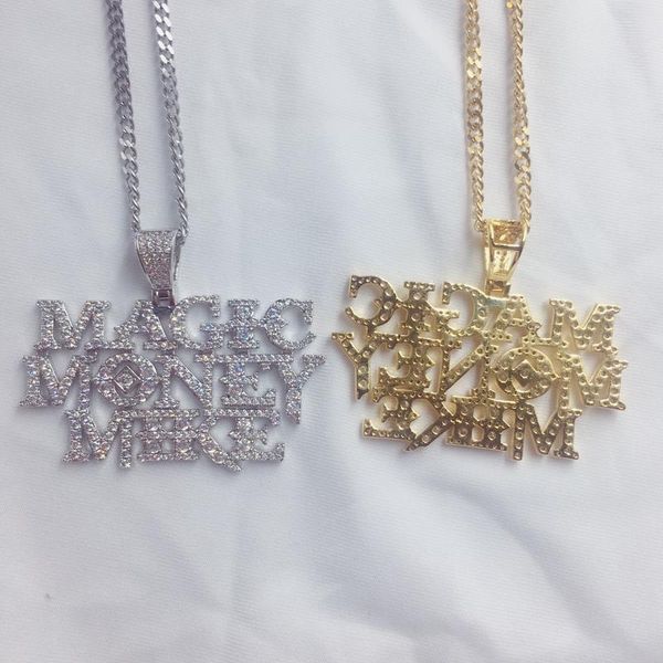 pendant necklaces trendy iced out jewelry style magic money mike letter pendants for men women gifts, Silver
pendant necklaces trendy iced out jewelry style magic money mike letter pendants for men women gifts, Silver