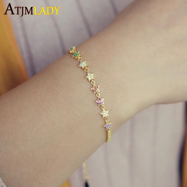 charm bracelets minimal flower star bracelet for lady girl engagement gift rainbow colorful cubic zirconia cuban link chain, Golden;silver
charm bracelets minimal flower star bracelet for lady girl engagement gift rainbow colorful cubic zirconia cuban link chain, Golden;silver