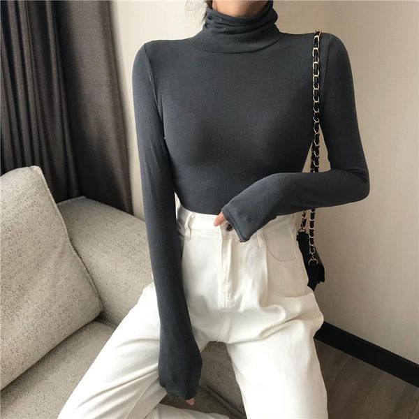 women's t-shirt beautiful lady cotton elastic turtle neck long sleeves solid color girls, White
women's t-shirt beautiful lady cotton elastic turtle neck long sleeves solid color girls, White