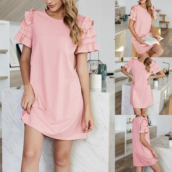 casual dresses women's pleated sleeve waist ruffle short pure color home mini dress, Black;gray
casual dresses women's pleated sleeve waist ruffle short pure color home mini dress, Black;gray