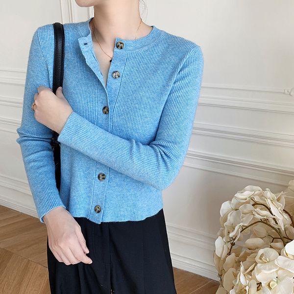 sweater 2021 autumn and winter slim casual knitted light blue wool cardigan eh14, White;black
sweater 2021 autumn and winter slim casual knitted light blue wool cardigan eh14, White;black