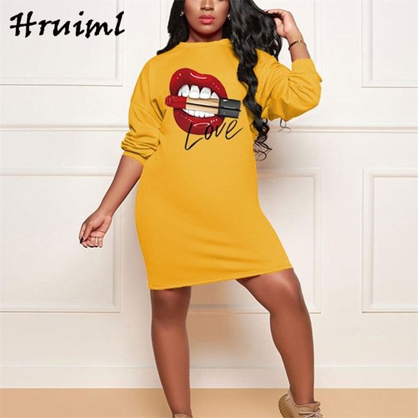long sleeve dress women fashion lips printing solid casual loose autumn sale party home style vestido de mujer 210513, Black;gray
long sleeve dress women fashion lips printing solid casual loose autumn sale party home style vestido de mujer 210513, Black;gray