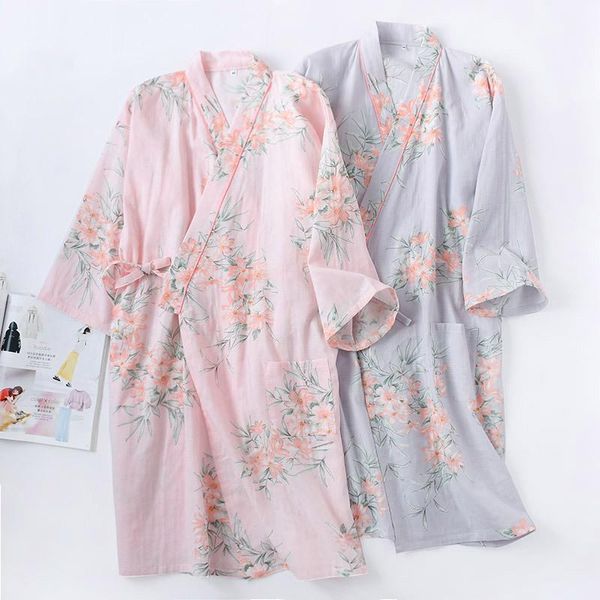 women bathrobe floral print sleepwear cotton gauze long sleeve nightwear elegant bath robe kimono women's, Black;red
women bathrobe floral print sleepwear cotton gauze long sleeve nightwear elegant bath robe kimono women's, Black;red