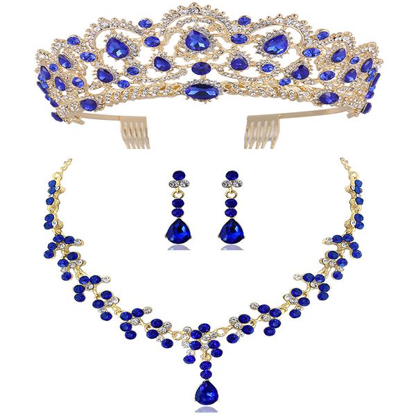 jewelry sets blue crystal bridal necklaces earrings tiaras african beads party wedding engagement, Black
jewelry sets blue crystal bridal necklaces earrings tiaras african beads party wedding engagement, Black