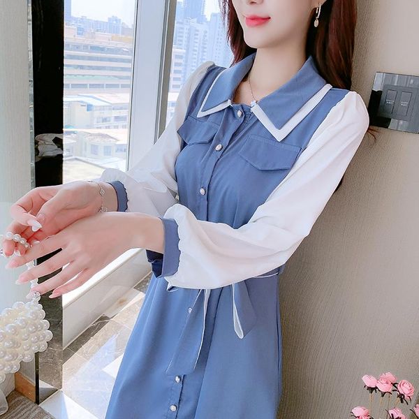 casual dresses blue long sleeved stitch korean fashion kawaii women's elegant autumn for women 2021 female clothing, Black;gray
casual dresses blue long sleeved stitch korean fashion kawaii women's elegant autumn for women 2021 female clothing, Black;gray