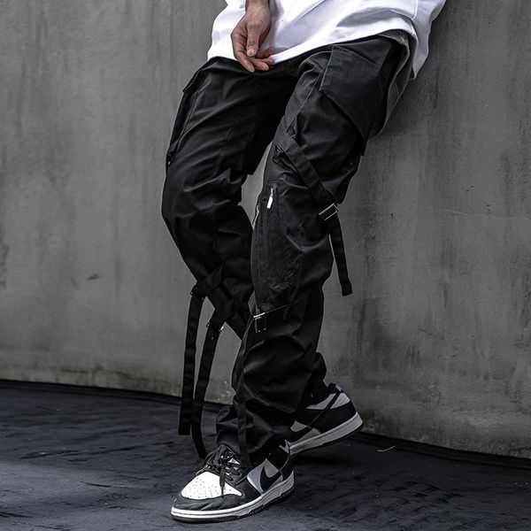 men's pants functional tactical cargo joggers men trousers hip hop streetwear ribbons fake zip up black wb153
men's pants functional tactical cargo joggers men trousers hip hop streetwear ribbons fake zip up black wb153