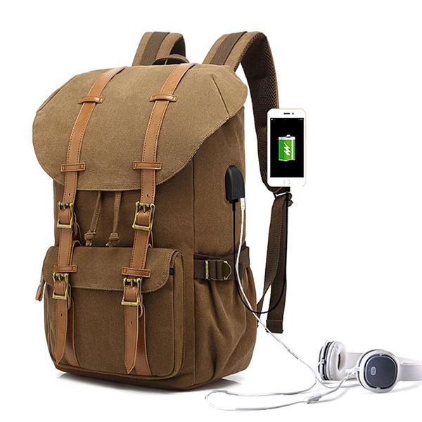 backpack retro classic canvas rucksack with usb port travel backapck vintage school bag 14 inch lapcamping daypack
backpack retro classic canvas rucksack with usb port travel backapck vintage school bag 14 inch lapcamping daypack