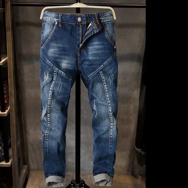 men's jeans plus size straight patchwork hip hop mens clothing leisure denim pants elasticity jean stitching men's clothes trousers, Blue
men's jeans plus size straight patchwork hip hop mens clothing leisure denim pants elasticity jean stitching men's clothes trousers, Blue