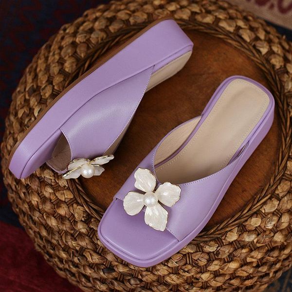 slippers platform women female 2021 summer genuine leather flower falt shoes classic design casual basic women's sandals, Black
slippers platform women female 2021 summer genuine leather flower falt shoes classic design casual basic women's sandals, Black