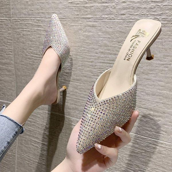 dress shoes slippers women summer female glitter slides thin high heels fashion cover toe heeled mules med jelly luxury pointed, Black
dress shoes slippers women summer female glitter slides thin high heels fashion cover toe heeled mules med jelly luxury pointed, Black