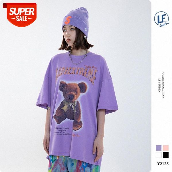 lawfoo chinese men's teddy bear print couple loose short sleeve t-shirt #fe88, White;black
lawfoo chinese men's teddy bear print couple loose short sleeve t-shirt #fe88, White;black