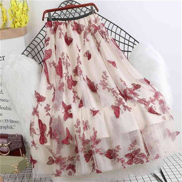 women mesh skirt butterfly appliques a-line mid-calf solid elastic waist fashion skirts ladies autumn swing long 210512, Black
women mesh skirt butterfly appliques a-line mid-calf solid elastic waist fashion skirts ladies autumn swing long 210512, Black