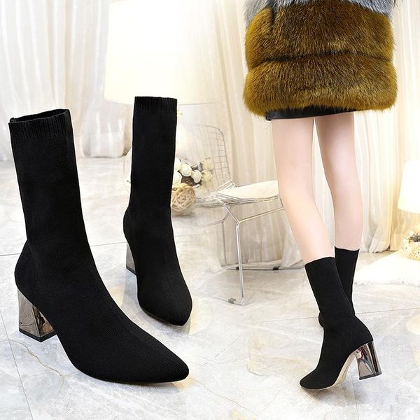 boots cross-border large size elastic stovepipe black knitted pointed thick heel high short women
boots cross-border large size elastic stovepipe black knitted pointed thick heel high short women