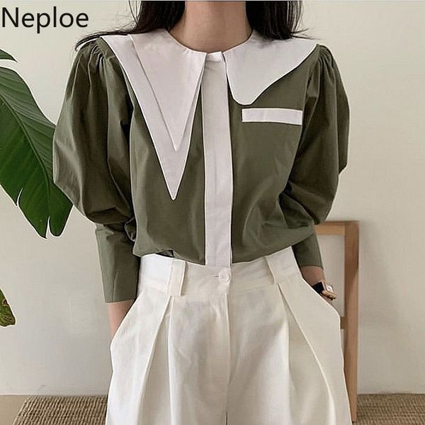neploe women blouses irregula peter pan collar contrast color single breasted korean loose long sleeve elegant shirts 4h460 210422, White
neploe women blouses irregula peter pan collar contrast color single breasted korean loose long sleeve elegant shirts 4h460 210422, White