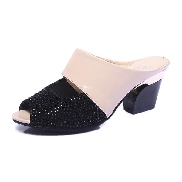 women sandals square heel 2021 summer shoes woman fashion slides cut-out open toe slip on mother s female bling slippers, Black
women sandals square heel 2021 summer shoes woman fashion slides cut-out open toe slip on mother s female bling slippers, Black