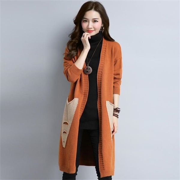 autumn and winter women sweater jacket solid color no button female loose long sweaters knitted cardigan 210427, White;black
autumn and winter women sweater jacket solid color no button female loose long sweaters knitted cardigan 210427, White;black