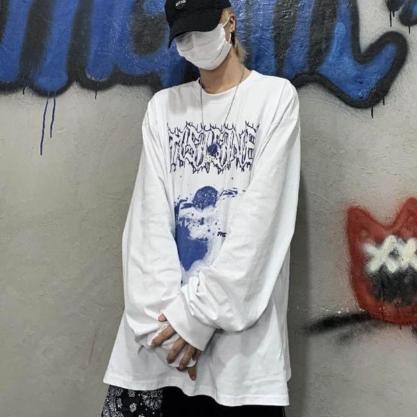 women's t-shirt men's and autumn harajuku trend dark alphabet pattern loose round neck long sleeve, White
women's t-shirt men's and autumn harajuku trend dark alphabet pattern loose round neck long sleeve, White