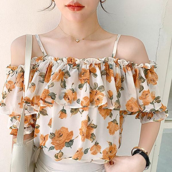 women's blouses & shirts print off shoulder women beach fashion floral short sleeve chic, White
women's blouses & shirts print off shoulder women beach fashion floral short sleeve chic, White