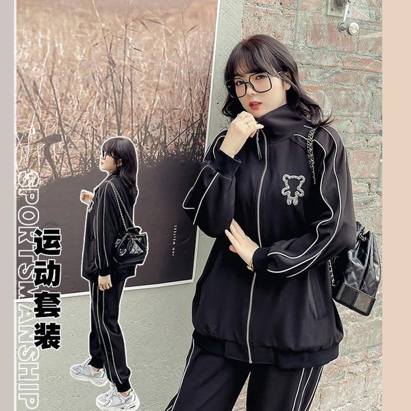 plus size tracksuits women's suit large spring color contrast sports style fitness casual two piece set slim 7562, Black
plus size tracksuits women's suit large spring color contrast sports style fitness casual two piece set slim 7562, Black