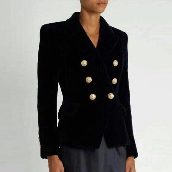 women's suits & blazers excellent quality est fashion 2021 designer blazer for ladies double breasted lion buttons velvet coat, White;black
women's suits & blazers excellent quality est fashion 2021 designer blazer for ladies double breasted lion buttons velvet coat, White;black