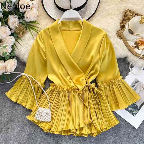 chiffon ruffles blouse women spring solid v neck three quarter sleeve ladies blusa shirts fashion casual female 210422, White
chiffon ruffles blouse women spring solid v neck three quarter sleeve ladies blusa shirts fashion casual female 210422, White