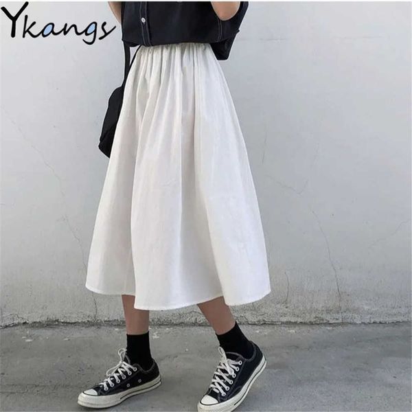 simple black gothic basic long skirt korean elastic high waist loose wild cargo skirt women summer white a-line skirt streetwear 210619
simple black gothic basic long skirt korean elastic high waist loose wild cargo skirt women summer white a-line skirt streetwear 210619