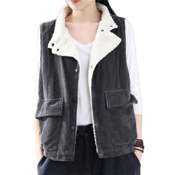 women's jackets autumn plus velvet coats womens corduroy sleeveless vests female vintage waistcoats thicken outerwear gileit spring 3xl, Black;brown
women's jackets autumn plus velvet coats womens corduroy sleeveless vests female vintage waistcoats thicken outerwear gileit spring 3xl, Black;brown