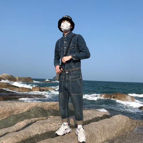 men's jeans autumn and winter fashion suspenders trendy youth korean version of jumpsuit loose tooling denim, Blue
men's jeans autumn and winter fashion suspenders trendy youth korean version of jumpsuit loose tooling denim, Blue