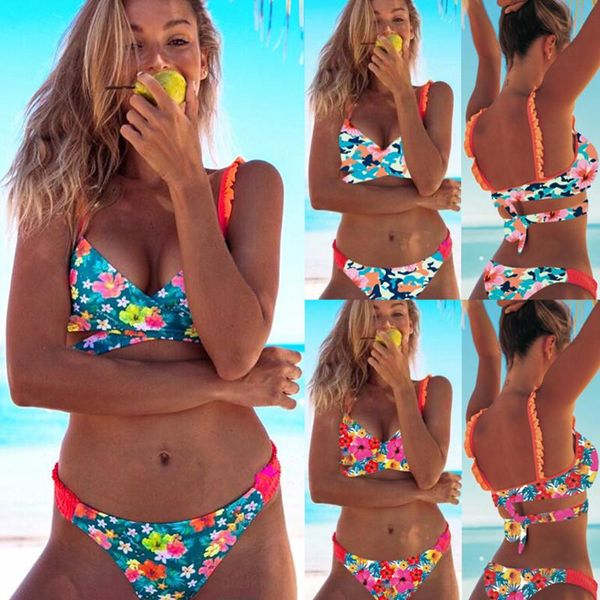women's swimwear ruffles flower print bikini women vintage swimsuit brazilian thong set female retro push up bathing suit, White;black
women's swimwear ruffles flower print bikini women vintage swimsuit brazilian thong set female retro push up bathing suit, White;black
