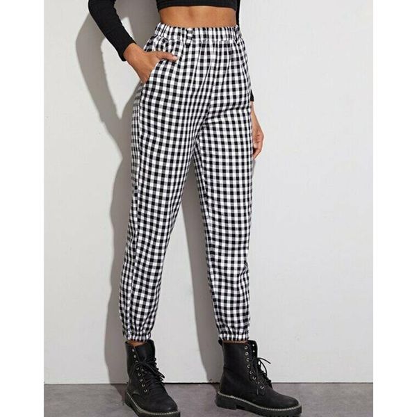 women's pants & capris fashion women pockets plaid womens streetwear casual female costume high waist chic style trousers, Black;white
women's pants & capris fashion women pockets plaid womens streetwear casual female costume high waist chic style trousers, Black;white