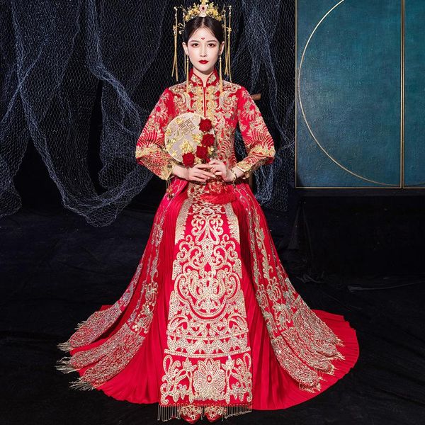 ethnic clothing traditional retro chinese sequins embroidery rhinestone bride groom wedding dress satin marry cheongsam, Red
ethnic clothing traditional retro chinese sequins embroidery rhinestone bride groom wedding dress satin marry cheongsam, Red